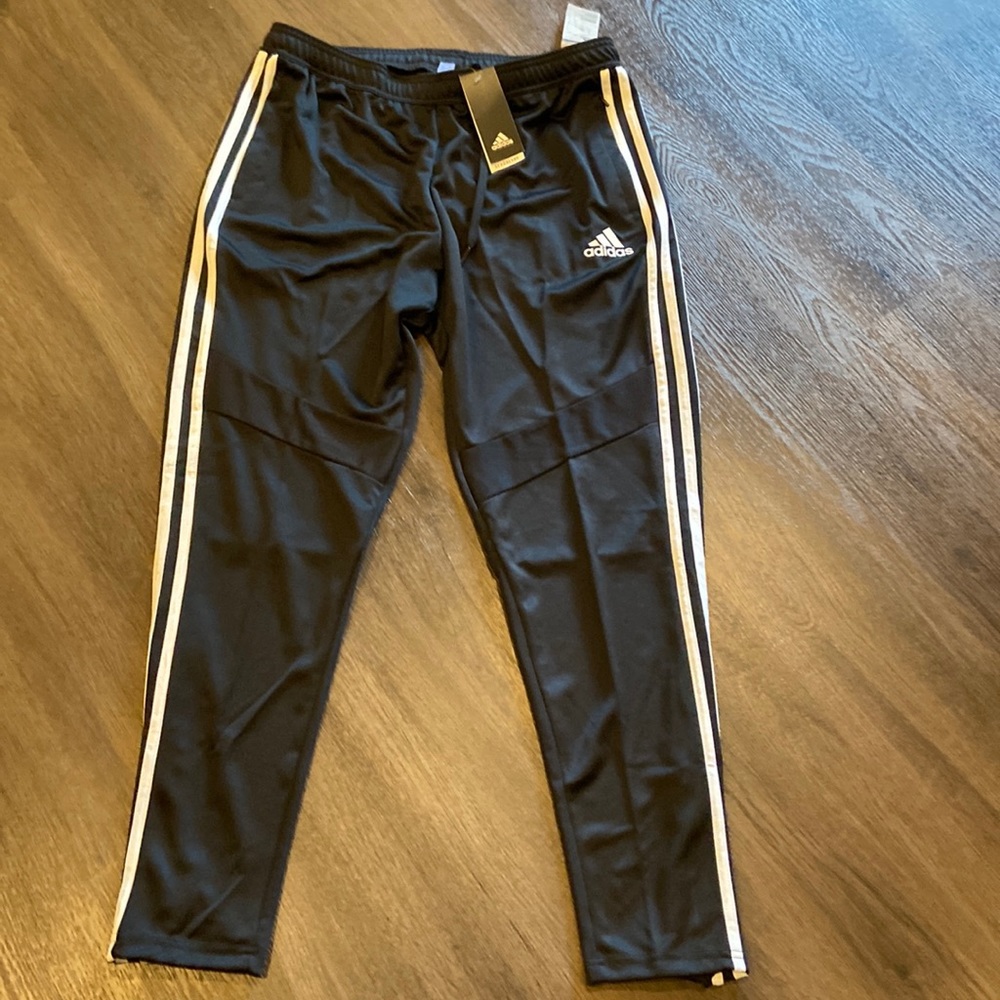 Adidas tapered leg football soccer black athletic pant men’s size large